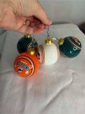 Forever Collectibles Dolphins Glass Ornament - Teal, Orange, White